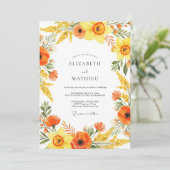 Yellow Orange Painterly Flourish Wedding Kaart (Staand voorkant)