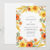 Yellow Orange Painterly Flourish Wedding Kaart (Voorkant / Achterkant)