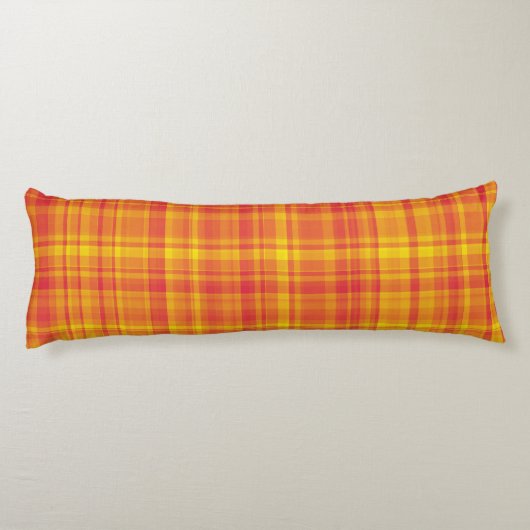 Yellow Orange Plaid Pattern Lichaamskussen (Achterkant)