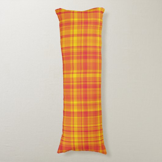 Yellow Orange Plaid Pattern Lichaamskussen (Voorkant Verticaal)