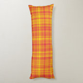 Yellow Orange Plaid Pattern Lichaamskussen (Achterkant (Verticaal))