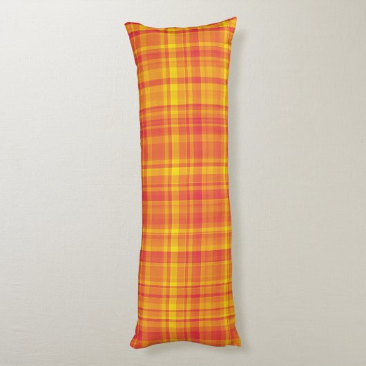 Yellow Orange Plaid Pattern Lichaamskussen (Achterkant (Verticaal))