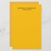 Yellow Orange Professional Modern Plain Minimalist Briefpapier (Voorkant / Achterkant)