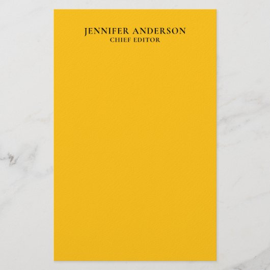 Yellow Orange Professional Modern Plain Minimalist Briefpapier (Voorkant)