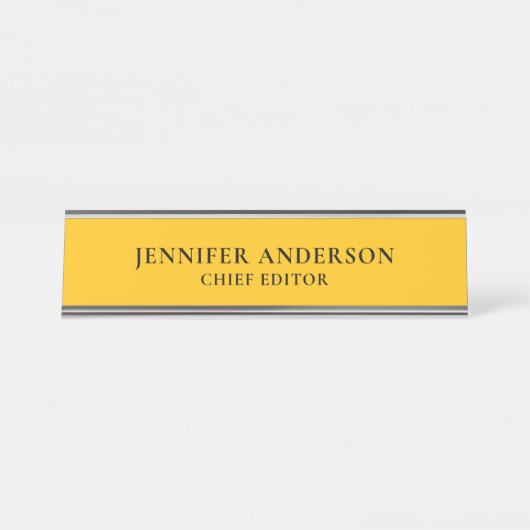 Yellow Orange Professional Modern Plain Minimalist Bureau Naambordje (Voorkant)