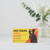 Yellow Orange Silhoutte Plumbing Services Visitekaartje (Staand voorkant)