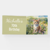 Yellow Orange Tabby Kitten Cat  70th Birthday Spandoek (Horizontaal)