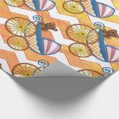 Yellow, Oranje Chevron Baby Carriage Pattern Cadeaupapier (Hoek)