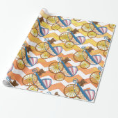 Yellow, Oranje Chevron Baby Carriage Pattern Cadeaupapier (Uitgerold)