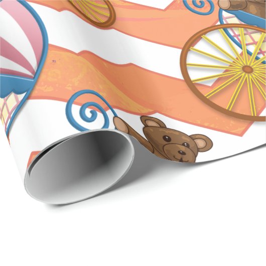 Yellow, Oranje Chevron Baby Carriage Pattern Cadeaupapier (Rol Hoek)