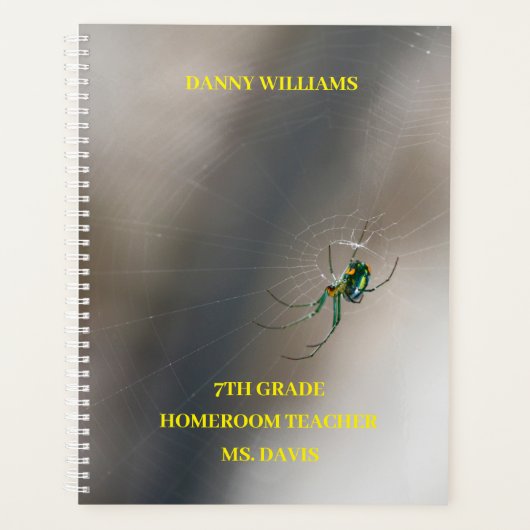 Yellow Orb Weaver Spider School Klaslokaal Planner (Voorkant)