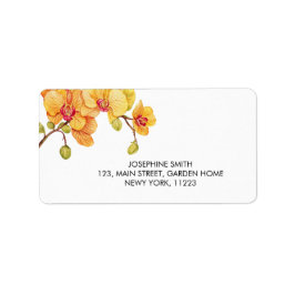 Yellow Orchid Bloesem Adres Etiket