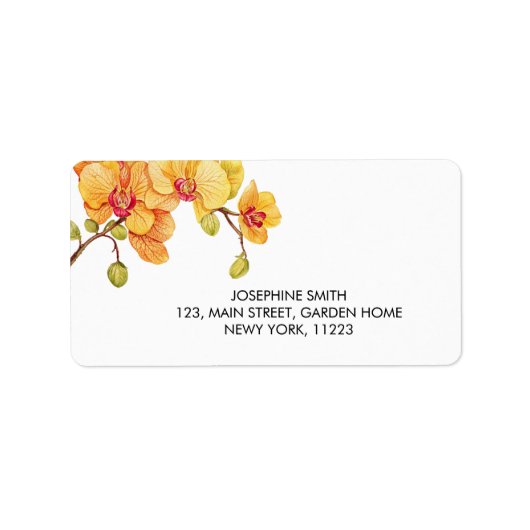 Yellow Orchid Bloesem Adres Etiket (Voorkant)