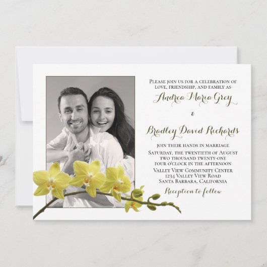 Yellow Orchid Flower Photo Weddenation Kaart (Voorkant)