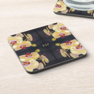 Yellow Orchid Pattern Drankjes Onderzetter