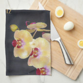 Yellow Orchid Pattern Theedoek (Quarter Fold)