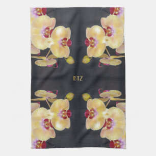 Yellow Orchid Pattern Theedoek