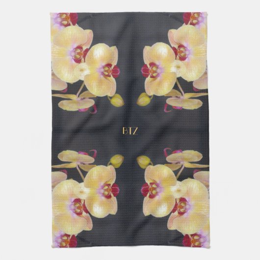 Yellow Orchid Pattern Theedoek (Verticaal)