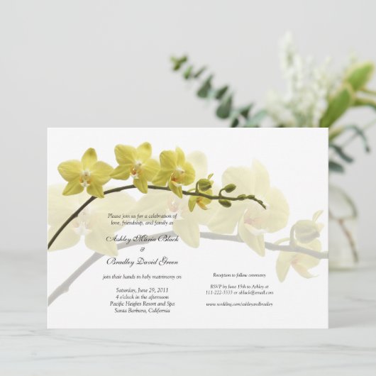 Yellow Orchids  huwelijksuitnodiging Kaart (Staand voorkant)