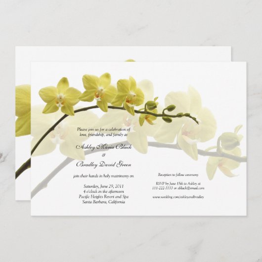 Yellow Orchids  huwelijksuitnodiging Kaart (Voorkant / Achterkant)