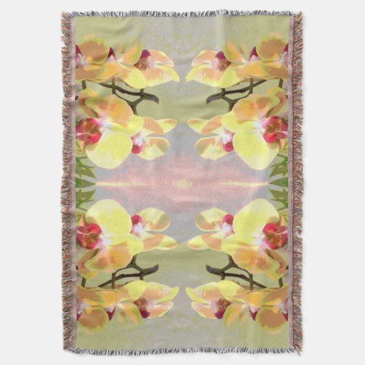 Yellow Orchids Pattern Deken (Voorkant Verticaal)