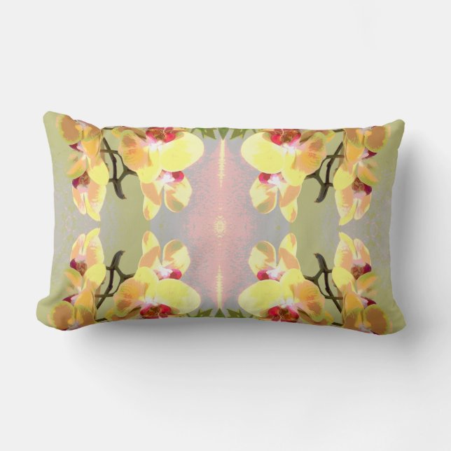 Yellow Orchids Pattern Kussen (Voorkant)