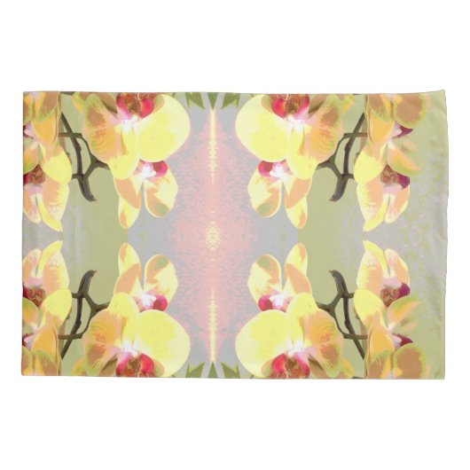 Yellow Orchids Pattern Kussensloop (Achterkant-Links)