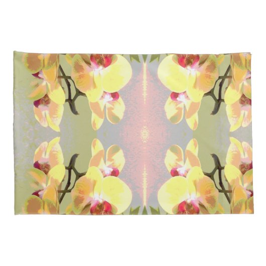 Yellow Orchids Pattern Kussensloop (Achterkant-Rechts)