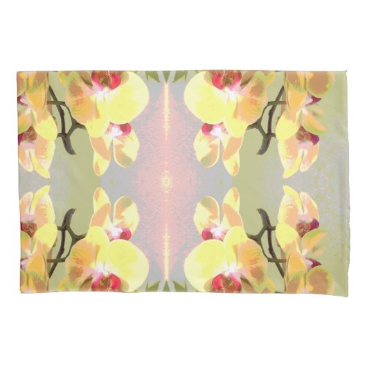 Yellow Orchids Pattern Kussensloop (Voorkant-Links)