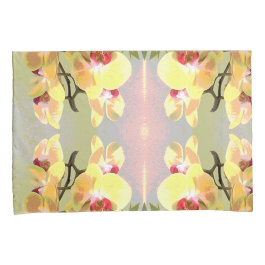 Yellow Orchids Pattern Kussensloop (Voorkant-Rechts)