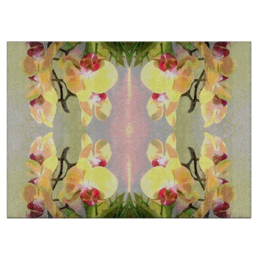 Yellow Orchids Pattern Snijplank (Voorkant)