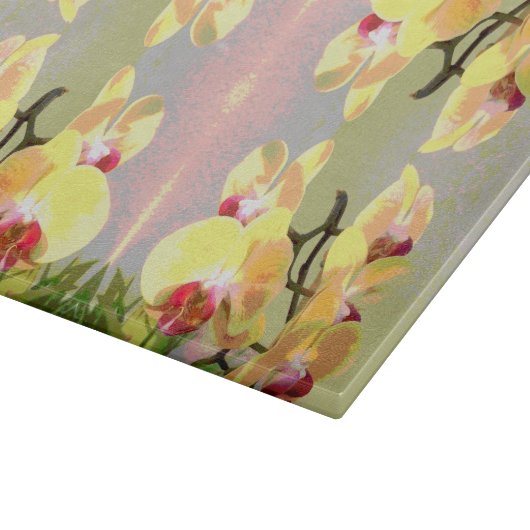 Yellow Orchids Pattern Snijplank (Hoek)