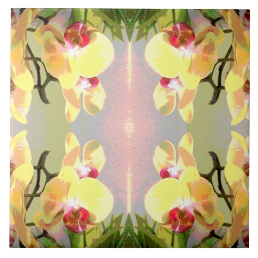 Yellow Orchids Pattern Tegeltje (Voorkant)