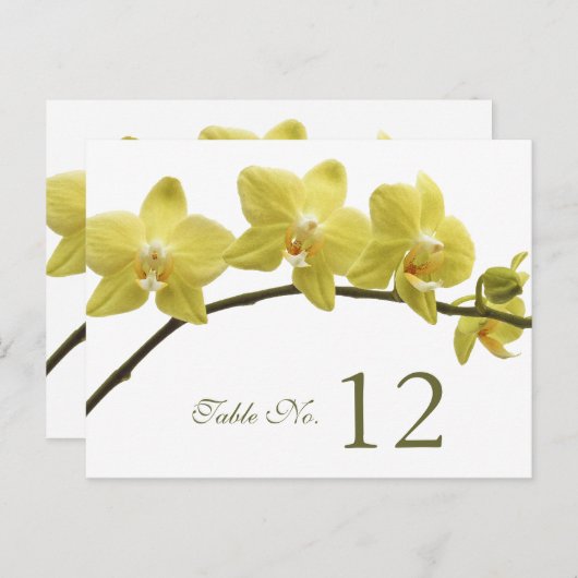 Yellow Orchids Tafelnummer Kaart (Voorkant / Achterkant)