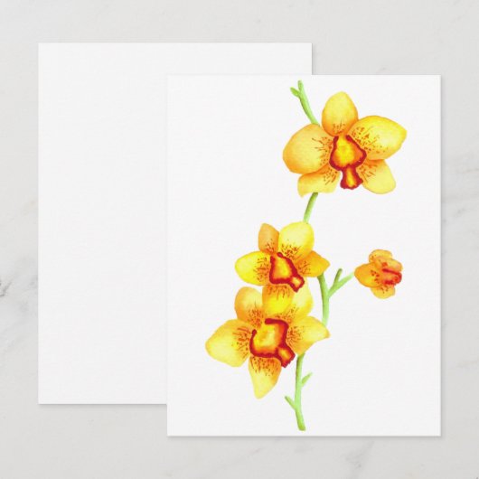 Yellow Orchids Waterverf Briefkaart (Voorkant / Achterkant)