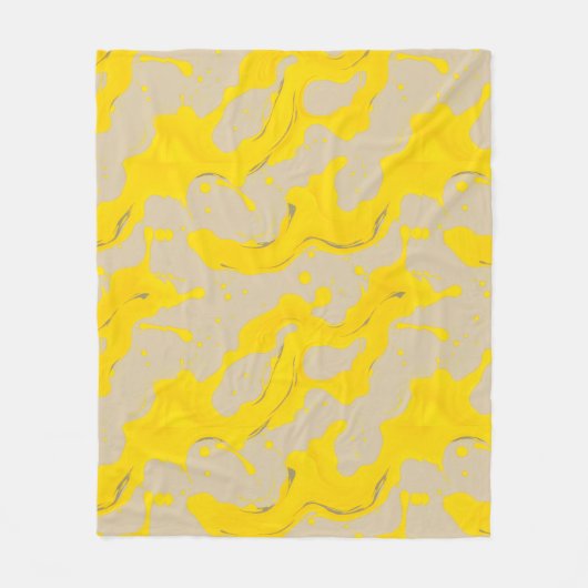 Yellow Organic Abstract Fleece Deken (Voorkant)