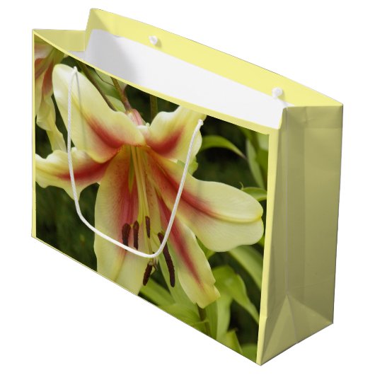 Yellow Orienpet Lily met Red Starburst Floral Large Cadeautasje (Voorkant Gekanteld)