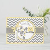 Yellow Owl and Chevron Print Dank je Bedankkaart (Staand voorkant)
