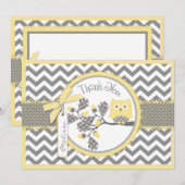 Yellow Owl and Chevron Print Dank je Bedankkaart (Voorkant / Achterkant)