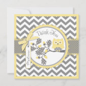 Yellow Owl Chevron print - Hartelijk dank Bedankkaart (Voorkant)