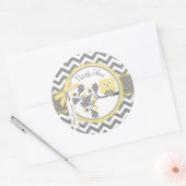 Yellow Owl Chevron print Hartelijk dank Ronde Sticker (Envelop)