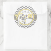 Yellow Owl Chevron print Hartelijk dank Ronde Sticker (Tas)