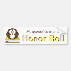 Yellow Owl Grandchild Honor Roll Bumpersticker