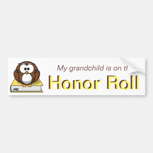 Yellow Owl Grandchild Honor Roll Bumpersticker (Voorkant)