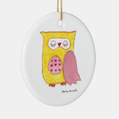Yellow Owl Keramisch Ornament (Rechts)