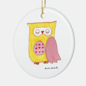 Yellow Owl Keramisch Ornament (Links)