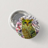 Yellow Owl Ronde Button 3,2 Cm (Voorkant /achterkant)