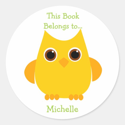 Yellow Owl Ronde Sticker (Voorkant)