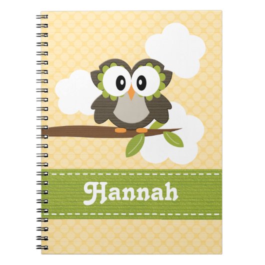 Yellow Owl Spiral notebook Journal Notitieboek (Voorkant)