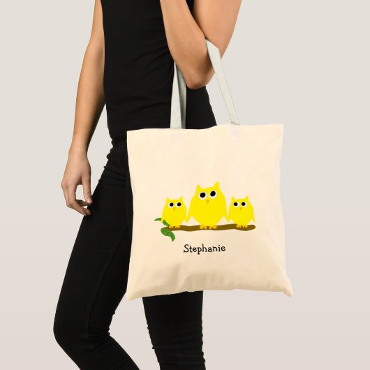 Yellow Owls Design Gepersonaliseerd Tote Bag (Voorkant (product))